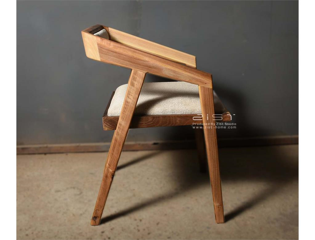 صندلی ناهار خوری وال | چوب: گردو (خود رنگ) | پارچه: بافت طوسی کرم